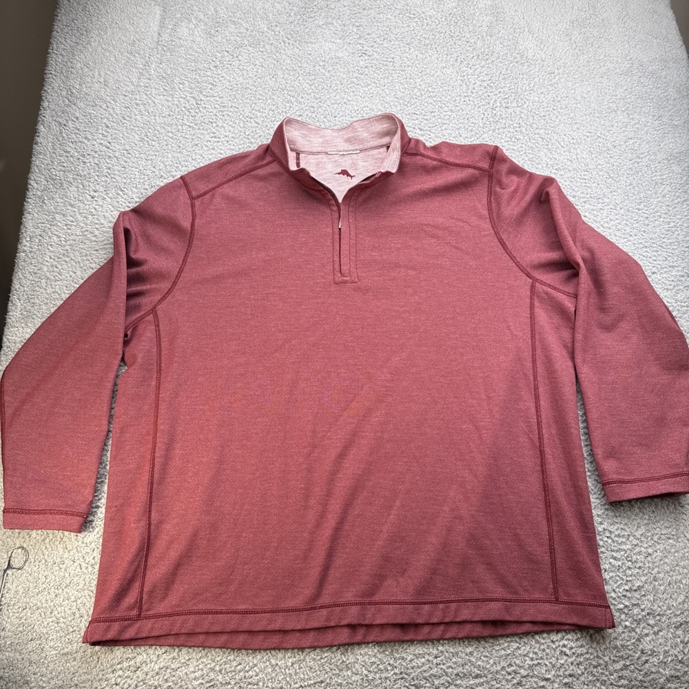 Tommy Bahama Sweater Mens XXL 2XL Reversible 1/4 Zip Sweatshirt Maroon